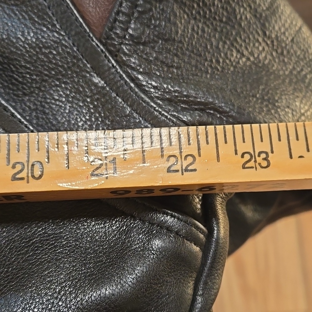 Black and Brown Leather Jacket Unknown Maker Womens Size XL Biker Moto Fitted - Picture 12 of 13